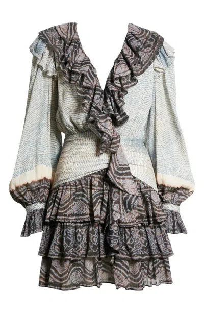 Ulla Johnson Sara Ruffled Printed Cotton-blend Crepon Mini Dress In Pink