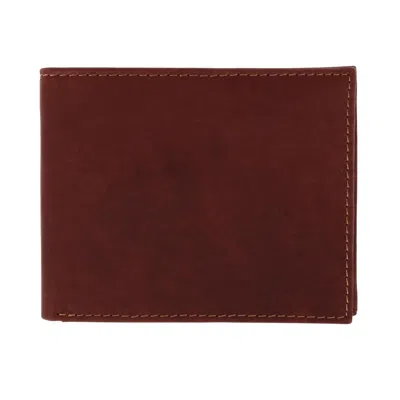 American Bison Men's Oil Pull Up Leather Slim Bifold Wallet In Brown