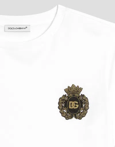 Dolce & Gabbana Jersey T-shirt With Heraldic Dg Patch In White