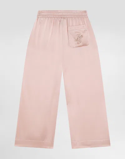 Dolce & Gabbana Silk Satin Vanity Trousers In Pink