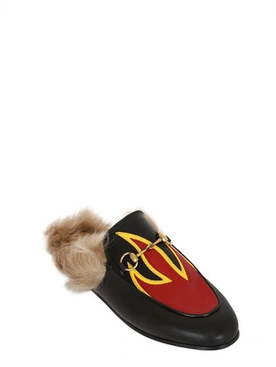 Shop Gucci 10mm Princetown Leather & Fur Mules In Black