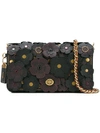 Coach 1941 Tea Rose Appliqué Dinky Leather Crossbody In Black/brass