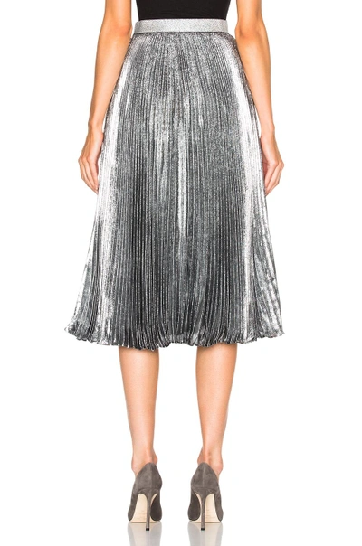 Shop Christopher Kane Lurex Pleated Hotfix Skirt In Silver