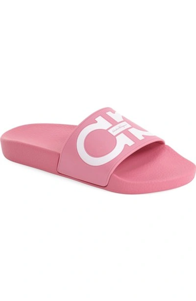 Shop Ferragamo 'groove' Slide Sandal (women) In Pink/ Gold