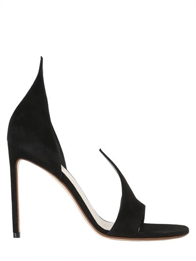 Shop Francesco Russo 105mm Suede Open Toe Pumps, Black