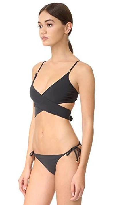 Shop Stella Mccartney Timeless Basics Wrap Bikini Top In Black