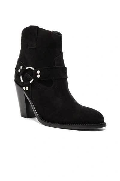 Shop Saint Laurent Suede Curtis Harness Boots In Black