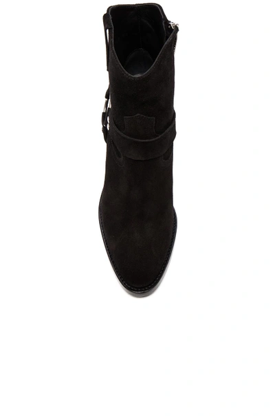 Shop Saint Laurent Suede Curtis Harness Boots In Black