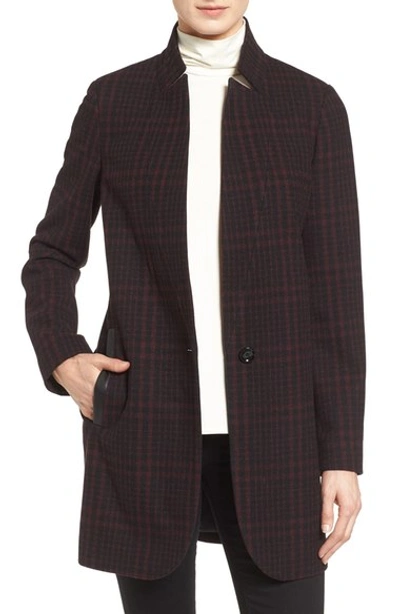 Michael Michael Kors Plaid Wool Blend Coat In Red Plaid