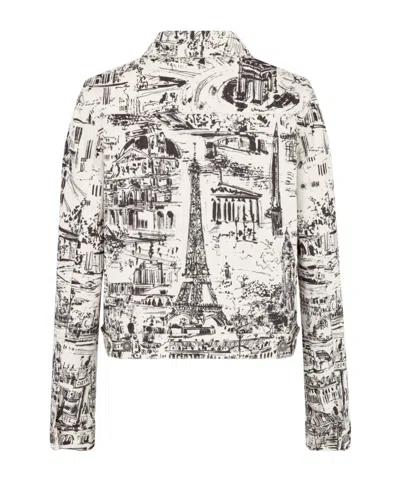 Dior Logo Embroidered Denim Coat In White