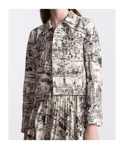 Dior Logo Embroidered Denim Coat In White