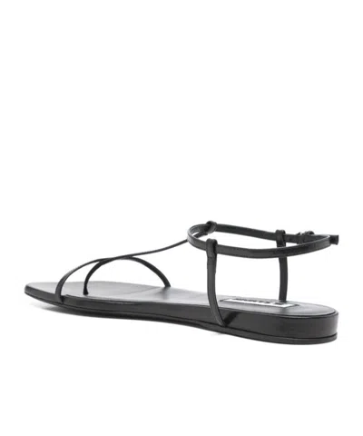 Jil Sander Women Black Sandals With Ankle Buckle Closure In Leather Woman In Black
