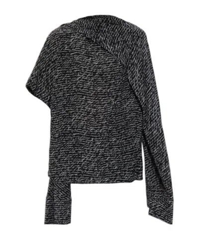 Balmain Script Print Silk Blouse In Black