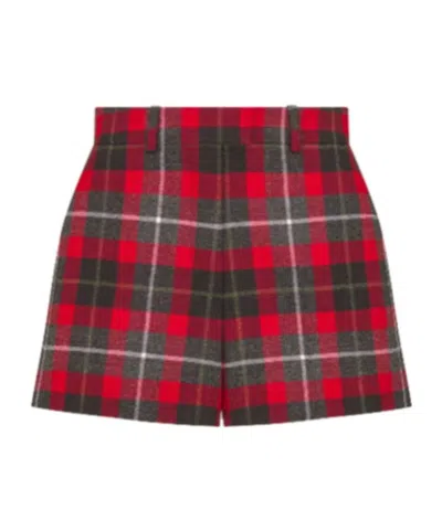 Dior Freshly Cut Wool Checked Shorts In Red