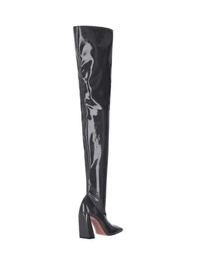 Amina Muaddi Marine Stretch 95 Latex Over-the-knee Boots In Grey