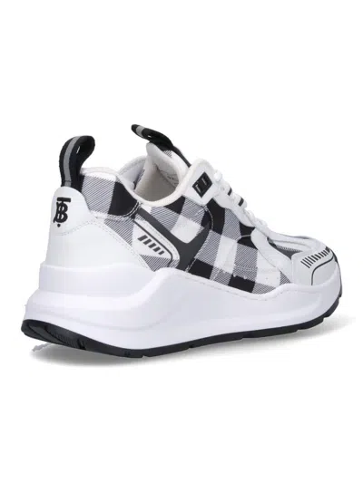 Burberry Check-pattern Leather Sneakers In White