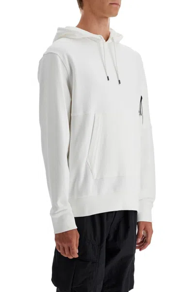 C.p. Company Lens Detailed Drawstring Hoodie In White