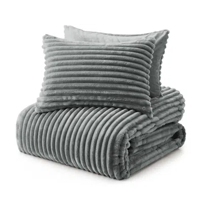 Puredown Flannel Down Alternative Comforter Set