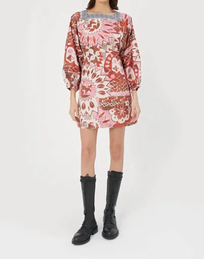 Chufy Dennis Organic Cotton Mini Dress In Hans Red In Multi
