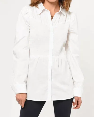 Greylin Jenny Smocked Poplin Shirt In White In White