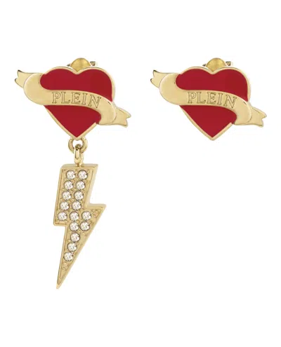 Philipp Plein Plein Valentine Crystal Stud Earrings Woman Earrings Gold Size - Recycled Stainless St In Gold
