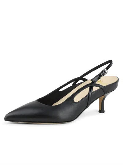 Butter Sadetta Pointed Toe Slingback In Black Leather In Black