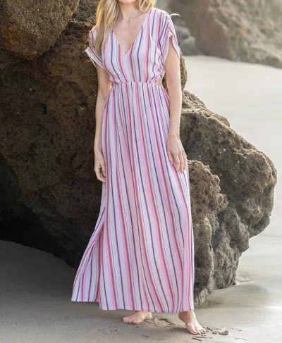LOVESTITCH CATCH A FLIGHT MAXI DRESS IN NATURAL/PINK 