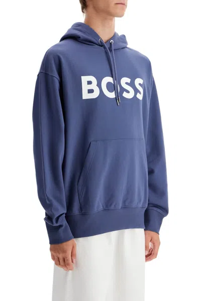 Shop Hugo Boss Boss Sullivan Logo Hoodie In Blue