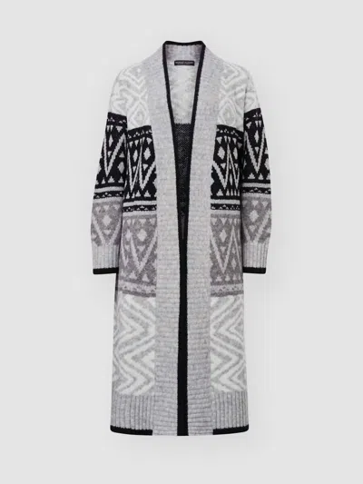 Repeat Cashmere Intarsia Knitted V-neck Cardigan In Black Creme In Multi