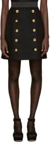 DOLCE & GABBANA Black Wool Gold Buttons Skirt
