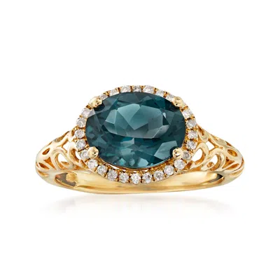 Ross-simons London Blue Topaz And . Diamond Ring In 14kt Yellow Gold In White