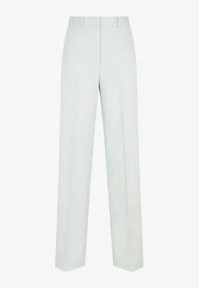 Shop Lanvin Wide-leg Tailored Pants In Wool In Sage