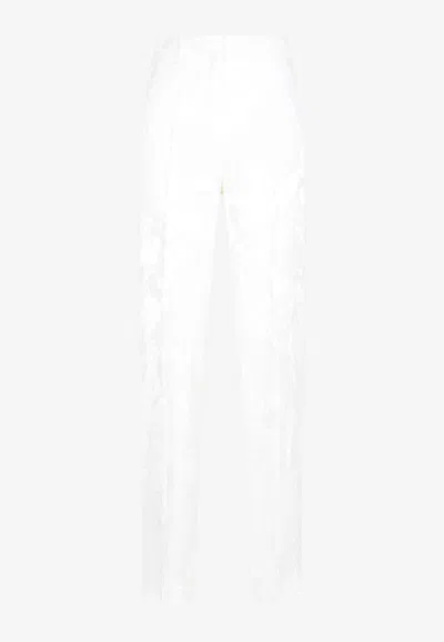 Dries Van Noten Pulley Silk Jacquard Pants In White