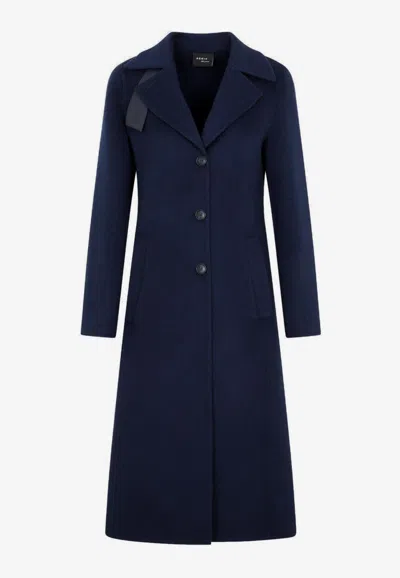 Akris Single-breasted Faby Cashmere Coat In Blue