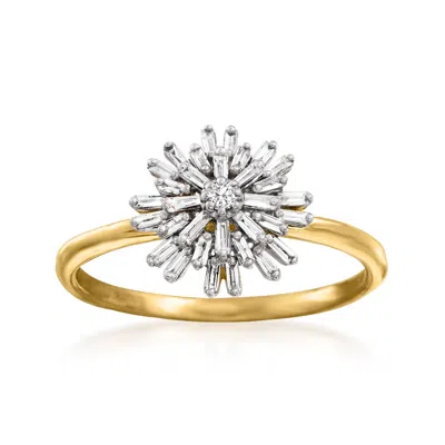 Ross-simons Baguette Diamond Starburst Ring In 14kt Yellow Gold In White