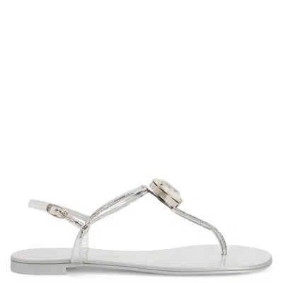 Giuseppe Zanotti Anthonia Metallic-effect Flat Sandals In Silver