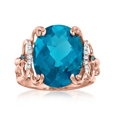 Ross-simons London Blue Topaz Ring With Blue And White Diamond Accents In 14kt Rose Gold In Blue