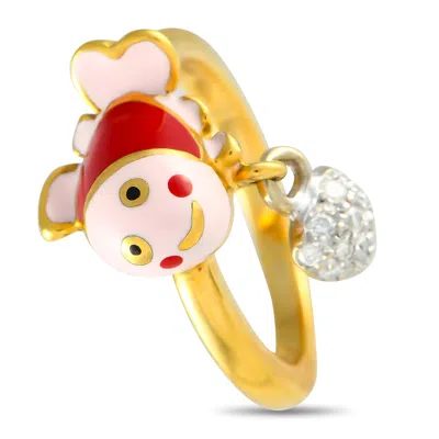 Aaron Basha 18k Yellow Gold Diamond And Enamel Clownfish Ring Ab13-111524 In Gold