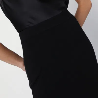 Saint Laurent High-waisted Wool Pencil Skirt With Ribbed Edges In Black