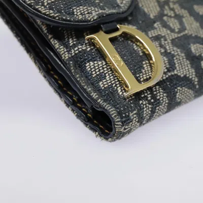 Pre-owned Dior Saddle Navy Canvas Wallet  ()