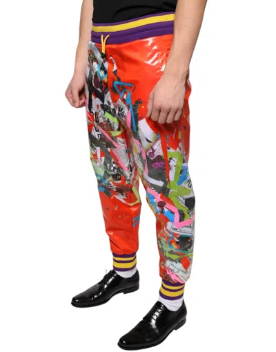 Dolce & Gabbana Multicolor Printed Jogger Sweatmen's Men's Pants In Multicolor