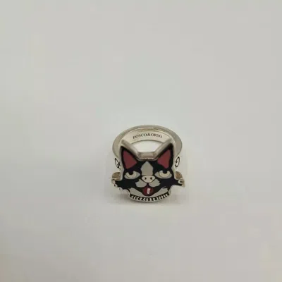 Gucci Bosco & Orso Aged Silver Bosco Head Gg Ring It 13 / Us 6.5 In Silver