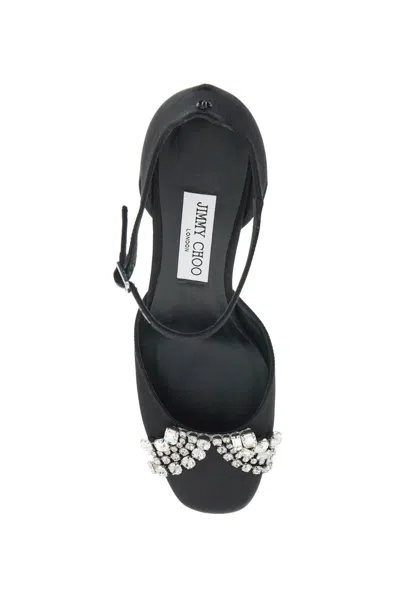 Jimmy Choo Verity 45 Crystal-embellished Satin Pumps In Black