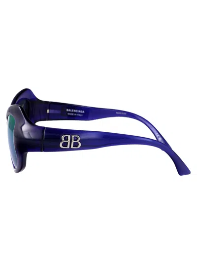 Balenciaga Injectate Blue Violet Sunglasses In Black