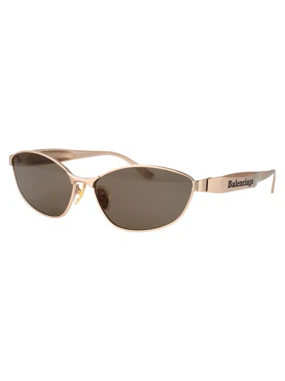 Balenciaga Gold Mercury Rectangular Metal Sunglasses