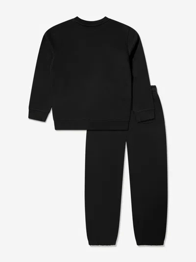 New Balance Boys Brush Back Small Logo Tracksuit In Black
