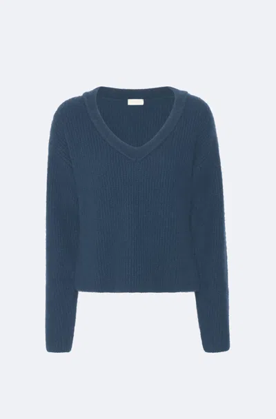 Lapointe Cashmere V Neck Sweater In Marine