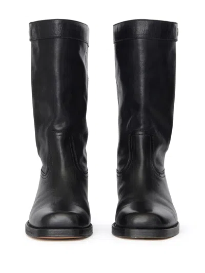 Isabel Marant 'ademe' Black Biker Boots With Buttons