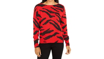 Elliott Lauren Well Red Boatneck Sweater In Red/black In Multi
