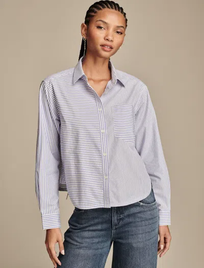 Lucky Brand Stripe Cotton Crop Button-up Shirt In Multi
